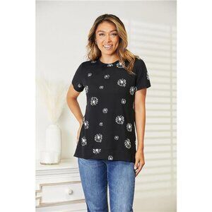 Double Take Dandelion Print Round Neck‎ T-Shirt